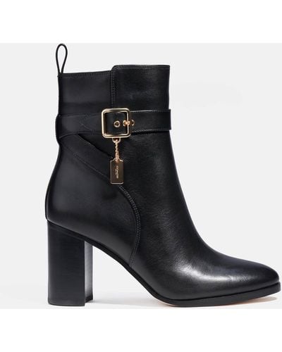 COACH Olivia Leather Heeled Boots - Black