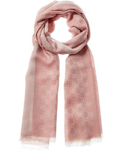 Gucci GG Wool & Silk-blend Scarf - Pink