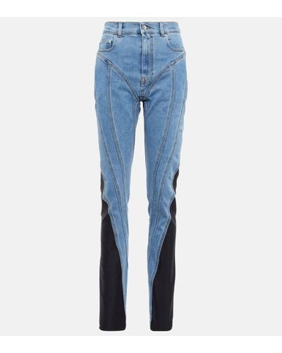 Mugler Twist-panelled High-waist Jeans - Blue