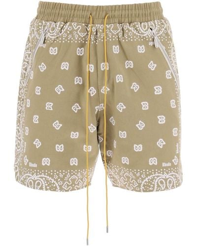 Rhude 'bandana' Shorts In Cotton - Natural
