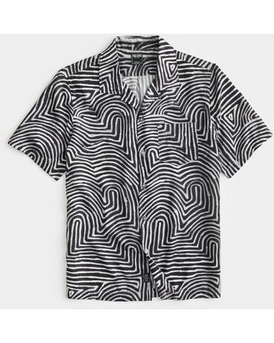 Todd Synder X Champion Black White Maze Camp Collar Shirt