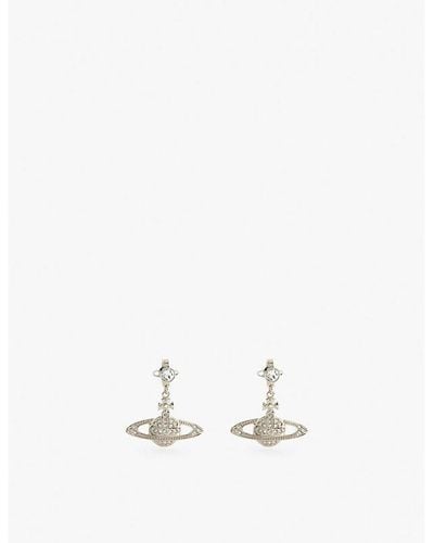 Vivienne Westwood Mini Bas Relief Silver-toned Brass And Crystal Drop Earrings - Metallic