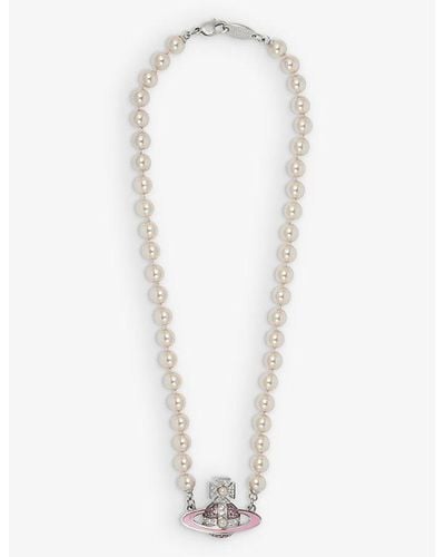 Vivienne Westwood Roxanne Silver-plated Brass And Pearl Necklace - White